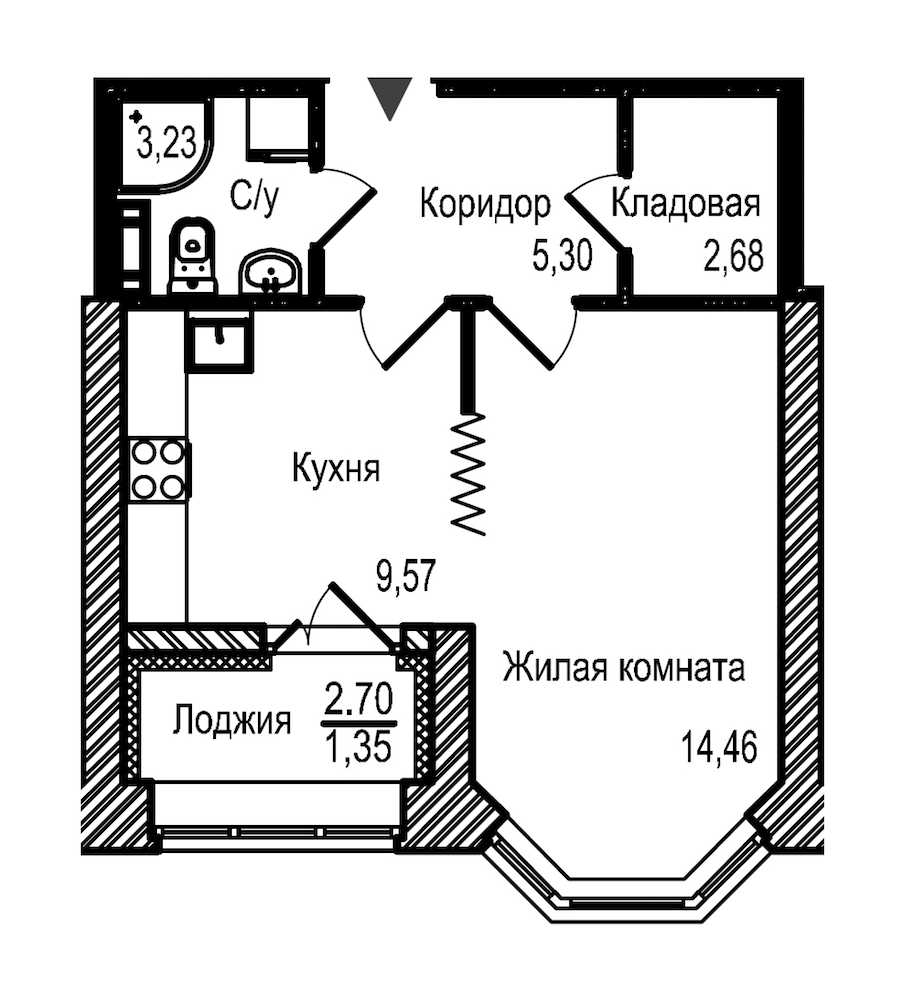 Однокомнатная квартира в : площадь 36.59 м2 , этаж: 7 – купить в Санкт-Петербурге